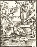 An illustration from Speculum passionis Domini Nostri Ihesu Christi : in quo relucẽt hec omnia singulariter vere & absolute, puta omnis p[er]fectio yerarchie, omniũ fidelium beatitudo, omnes virtutes, dona, fructus, et spiritualiũ bonorũ omnium efficacia, quod in fine prime partis huius speculi manifestissime cõprobat̃ (1507)