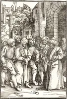 An illustration from Speculum passionis Domini Nostri Ihesu Christi : in quo relucẽt hec omnia singulariter vere & absolute, puta omnis p[er]fectio yerarchie, omniũ fidelium beatitudo, omnes virtutes, dona, fructus, et spiritualiũ bonorũ omnium efficacia, quod in fine prime partis huius speculi manifestissime cõprobat̃ (1507)