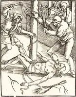 An illustration from Speculum passionis Domini Nostri Ihesu Christi : in quo relucẽt hec omnia singulariter vere & absolute, puta omnis p[er]fectio yerarchie, omniũ fidelium beatitudo, omnes virtutes, dona, fructus, et spiritualiũ bonorũ omnium efficacia, quod in fine prime partis huius speculi manifestissime cõprobat̃ (1507)