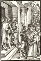 Picture 73 of 142 from Speculum passionis Domini Nostri Ihesu Christi : in quo relucẽt hec omnia singulariter vere & absolute, puta omnis p[er]fectio yerarchie, omniũ fidelium beatitudo, omnes virtutes, dona, fructus, et spiritualiũ bonorũ omnium efficacia, quod in fine prime partis huius speculi manifestissime cõprobat̃ (1507), leaf 97