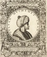 Picture 26 of 135 from Vitae et icones sultanorum Turcicorum, principum Persarum aliorumq[ue] illustrium heroum heroinarumq[ue] ab Osmane usq[ue] ad Mahometem II : ad vivum ex antiquis mettallis effictae, primum ex Co[n]sta[n]tinopoli D. Imp. Ferdina[n]do oblatae nunc descriptae & tetras[t]ichis succinctis illustratae (1596), leaf 53