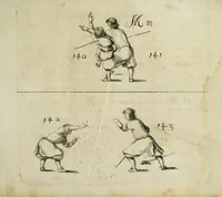 An illustration from Grondige beschryvinge van de edele ende ridderlijcke scherm- ofte wapen-konste : noyt diergelijcke in dese nederduytse tale in den druck uytgegaen, met veele schoone kopere figueren verciert (1676)