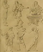 An illustration from Groot schilderboek : waar in de schilderkonst in al haar deelen grondig werd onderweezen, ook door redeneeringen en printverbeeldingen verklaard : met voorbeelden uyt de beste konst-stukken der oude en nieuwe puyk-schilderen bevestigd : en derzelver wel- en misstand aangeweezen (1712)