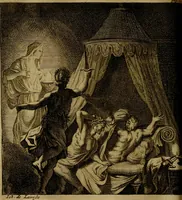 An illustration from Groot schilderboek : waar in de schilderkonst in al haar deelen grondig werd onderweezen, ook door redeneeringen en printverbeeldingen verklaard : met voorbeelden uyt de beste konst-stukken der oude en nieuwe puyk-schilderen bevestigd : en derzelver wel- en misstand aangeweezen (1712)