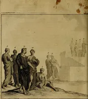 An illustration from Groot schilderboek : waar in de schilderkonst in al haar deelen grondig werd onderweezen, ook door redeneeringen en printverbeeldingen verklaard : met voorbeelden uyt de beste konst-stukken der oude en nieuwe puyk-schilderen bevestigd : en derzelver wel- en misstand aangeweezen (1712)