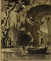 An illustration from Groot schilderboek : waar in de schilderkonst in al haar deelen grondig werd onderweezen, ook door redeneeringen en printverbeeldingen verklaard : met voorbeelden uyt de beste konst-stukken der oude en nieuwe puyk-schilderen bevestigd : en derzelver wel- en misstand aangeweezen (1712)