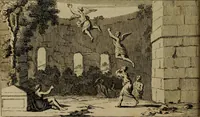 An illustration from Groot schilderboek : waar in de schilderkonst in al haar deelen grondig werd onderweezen, ook door redeneeringen en printverbeeldingen verklaard : met voorbeelden uyt de beste konst-stukken der oude en nieuwe puyk-schilderen bevestigd : en derzelver wel- en misstand aangeweezen (1712)