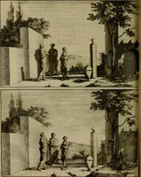 An illustration from Groot schilderboek : waar in de schilderkonst in al haar deelen grondig werd onderweezen, ook door redeneeringen en printverbeeldingen verklaard : met voorbeelden uyt de beste konst-stukken der oude en nieuwe puyk-schilderen bevestigd : en derzelver wel- en misstand aangeweezen (1712)