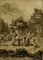 An illustration from Groot schilderboek : waar in de schilderkonst in al haar deelen grondig werd onderweezen, ook door redeneeringen en printverbeeldingen verklaard : met voorbeelden uyt de beste konst-stukken der oude en nieuwe puyk-schilderen bevestigd : en derzelver wel- en misstand aangeweezen (1712)