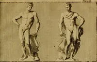 An illustration from Groot schilderboek : waar in de schilderkonst in al haar deelen grondig werd onderweezen, ook door redeneeringen en printverbeeldingen verklaard : met voorbeelden uyt de beste konst-stukken der oude en nieuwe puyk-schilderen bevestigd : en derzelver wel- en misstand aangeweezen (1712)