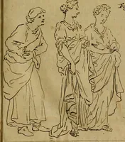 An illustration from Groot schilderboek : waar in de schilderkonst in al haar deelen grondig werd onderweezen, ook door redeneeringen en printverbeeldingen verklaard : met voorbeelden uyt de beste konst-stukken der oude en nieuwe puyk-schilderen bevestigd : en derzelver wel- en misstand aangeweezen (1712)