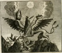 An illustration from Gryphus principalis, sive, Typus boni principis : XII titulis repræsentatus et reverendissimo ... Ioanni Philippo, S.R.I. principi, episcopo Herbipolensi ... oblatus humillime (1712)