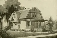 An illustration from Guaranteed building plans with interior views and details : a standard collection of new, original and artistic designs of cottages, bungalows, residences and flats of frame, brick, cement, plaster, concrete blocks, hollow tile, stucco, etc. and farm buildings of all descriptions together with interior and exterior details and interior views arranged and described by William A. Radford. (1915)