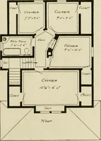 An illustration from Guaranteed building plans with interior views and details : a standard collection of new, original and artistic designs of cottages, bungalows, residences and flats of frame, brick, cement, plaster, concrete blocks, hollow tile, stucco, etc. and farm buildings of all descriptions together with interior and exterior details and interior views arranged and described by William A. Radford. (1915)