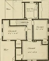 An illustration from Guaranteed building plans with interior views and details : a standard collection of new, original and artistic designs of cottages, bungalows, residences and flats of frame, brick, cement, plaster, concrete blocks, hollow tile, stucco, etc. and farm buildings of all descriptions together with interior and exterior details and interior views arranged and described by William A. Radford. (1915)