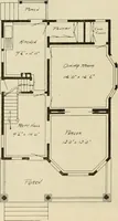 An illustration from Guaranteed building plans with interior views and details : a standard collection of new, original and artistic designs of cottages, bungalows, residences and flats of frame, brick, cement, plaster, concrete blocks, hollow tile, stucco, etc. and farm buildings of all descriptions together with interior and exterior details and interior views arranged and described by William A. Radford. (1915)