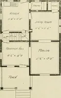An illustration from Guaranteed building plans with interior views and details : a standard collection of new, original and artistic designs of cottages, bungalows, residences and flats of frame, brick, cement, plaster, concrete blocks, hollow tile, stucco, etc. and farm buildings of all descriptions together with interior and exterior details and interior views arranged and described by William A. Radford. (1915)
