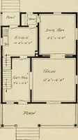 An illustration from Guaranteed building plans with interior views and details : a standard collection of new, original and artistic designs of cottages, bungalows, residences and flats of frame, brick, cement, plaster, concrete blocks, hollow tile, stucco, etc. and farm buildings of all descriptions together with interior and exterior details and interior views arranged and described by William A. Radford. (1915)