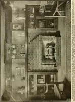 An illustration from Guaranteed building plans with interior views and details : a standard collection of new, original and artistic designs of cottages, bungalows, residences and flats of frame, brick, cement, plaster, concrete blocks, hollow tile, stucco, etc. and farm buildings of all descriptions together with interior and exterior details and interior views arranged and described by William A. Radford. (1915)