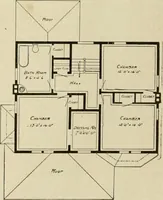 An illustration from Guaranteed building plans with interior views and details : a standard collection of new, original and artistic designs of cottages, bungalows, residences and flats of frame, brick, cement, plaster, concrete blocks, hollow tile, stucco, etc. and farm buildings of all descriptions together with interior and exterior details and interior views arranged and described by William A. Radford. (1915)