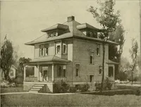 An illustration from Guaranteed building plans with interior views and details : a standard collection of new, original and artistic designs of cottages, bungalows, residences and flats of frame, brick, cement, plaster, concrete blocks, hollow tile, stucco, etc. and farm buildings of all descriptions together with interior and exterior details and interior views arranged and described by William A. Radford. (1915)