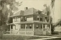An illustration from Guaranteed building plans with interior views and details : a standard collection of new, original and artistic designs of cottages, bungalows, residences and flats of frame, brick, cement, plaster, concrete blocks, hollow tile, stucco, etc. and farm buildings of all descriptions together with interior and exterior details and interior views arranged and described by William A. Radford. (1915)