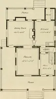 An illustration from Guaranteed building plans with interior views and details : a standard collection of new, original and artistic designs of cottages, bungalows, residences and flats of frame, brick, cement, plaster, concrete blocks, hollow tile, stucco, etc. and farm buildings of all descriptions together with interior and exterior details and interior views arranged and described by William A. Radford. (1915)