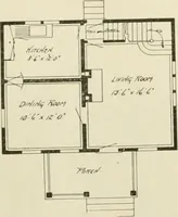 An illustration from Guaranteed building plans with interior views and details : a standard collection of new, original and artistic designs of cottages, bungalows, residences and flats of frame, brick, cement, plaster, concrete blocks, hollow tile, stucco, etc. and farm buildings of all descriptions together with interior and exterior details and interior views arranged and described by William A. Radford. (1915)