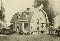 An illustration from Guaranteed building plans with interior views and details : a standard collection of new, original and artistic designs of cottages, bungalows, residences and flats of frame, brick, cement, plaster, concrete blocks, hollow tile, stucco, etc. and farm buildings of all descriptions together with interior and exterior details and interior views arranged and described by William A. Radford. (1915)