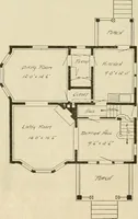An illustration from Guaranteed building plans with interior views and details : a standard collection of new, original and artistic designs of cottages, bungalows, residences and flats of frame, brick, cement, plaster, concrete blocks, hollow tile, stucco, etc. and farm buildings of all descriptions together with interior and exterior details and interior views arranged and described by William A. Radford. (1915)