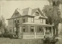 An illustration from Guaranteed building plans with interior views and details : a standard collection of new, original and artistic designs of cottages, bungalows, residences and flats of frame, brick, cement, plaster, concrete blocks, hollow tile, stucco, etc. and farm buildings of all descriptions together with interior and exterior details and interior views arranged and described by William A. Radford. (1915)