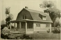 An illustration from Guaranteed building plans with interior views and details : a standard collection of new, original and artistic designs of cottages, bungalows, residences and flats of frame, brick, cement, plaster, concrete blocks, hollow tile, stucco, etc. and farm buildings of all descriptions together with interior and exterior details and interior views arranged and described by William A. Radford. (1915)