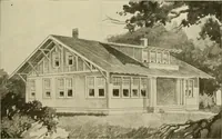 An illustration from Guaranteed building plans with interior views and details : a standard collection of new, original and artistic designs of cottages, bungalows, residences and flats of frame, brick, cement, plaster, concrete blocks, hollow tile, stucco, etc. and farm buildings of all descriptions together with interior and exterior details and interior views arranged and described by William A. Radford. (1915)