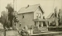 An illustration from Guaranteed building plans with interior views and details : a standard collection of new, original and artistic designs of cottages, bungalows, residences and flats of frame, brick, cement, plaster, concrete blocks, hollow tile, stucco, etc. and farm buildings of all descriptions together with interior and exterior details and interior views arranged and described by William A. Radford. (1915)