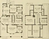 An illustration from Guaranteed building plans with interior views and details : a standard collection of new, original and artistic designs of cottages, bungalows, residences and flats of frame, brick, cement, plaster, concrete blocks, hollow tile, stucco, etc. and farm buildings of all descriptions together with interior and exterior details and interior views arranged and described by William A. Radford. (1915)