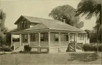 An illustration from Guaranteed building plans with interior views and details : a standard collection of new, original and artistic designs of cottages, bungalows, residences and flats of frame, brick, cement, plaster, concrete blocks, hollow tile, stucco, etc. and farm buildings of all descriptions together with interior and exterior details and interior views arranged and described by William A. Radford. (1915)