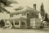 An illustration from Guaranteed building plans with interior views and details : a standard collection of new, original and artistic designs of cottages, bungalows, residences and flats of frame, brick, cement, plaster, concrete blocks, hollow tile, stucco, etc. and farm buildings of all descriptions together with interior and exterior details and interior views arranged and described by William A. Radford. (1915)