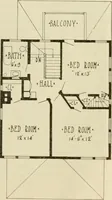 An illustration from Guaranteed building plans with interior views and details : a standard collection of new, original and artistic designs of cottages, bungalows, residences and flats of frame, brick, cement, plaster, concrete blocks, hollow tile, stucco, etc. and farm buildings of all descriptions together with interior and exterior details and interior views arranged and described by William A. Radford. (1915)