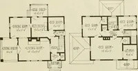 An illustration from Guaranteed building plans with interior views and details : a standard collection of new, original and artistic designs of cottages, bungalows, residences and flats of frame, brick, cement, plaster, concrete blocks, hollow tile, stucco, etc. and farm buildings of all descriptions together with interior and exterior details and interior views arranged and described by William A. Radford. (1915)
