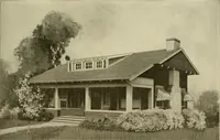 An illustration from Guaranteed building plans with interior views and details : a standard collection of new, original and artistic designs of cottages, bungalows, residences and flats of frame, brick, cement, plaster, concrete blocks, hollow tile, stucco, etc. and farm buildings of all descriptions together with interior and exterior details and interior views arranged and described by William A. Radford. (1915)