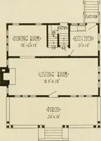 An illustration from Guaranteed building plans with interior views and details : a standard collection of new, original and artistic designs of cottages, bungalows, residences and flats of frame, brick, cement, plaster, concrete blocks, hollow tile, stucco, etc. and farm buildings of all descriptions together with interior and exterior details and interior views arranged and described by William A. Radford. (1915)