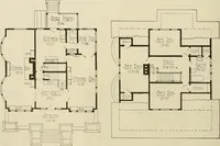 An illustration from Guaranteed building plans with interior views and details : a standard collection of new, original and artistic designs of cottages, bungalows, residences and flats of frame, brick, cement, plaster, concrete blocks, hollow tile, stucco, etc. and farm buildings of all descriptions together with interior and exterior details and interior views arranged and described by William A. Radford. (1915)