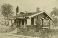 An illustration from Guaranteed building plans with interior views and details : a standard collection of new, original and artistic designs of cottages, bungalows, residences and flats of frame, brick, cement, plaster, concrete blocks, hollow tile, stucco, etc. and farm buildings of all descriptions together with interior and exterior details and interior views arranged and described by William A. Radford. (1915)
