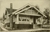 An illustration from Guaranteed building plans with interior views and details : a standard collection of new, original and artistic designs of cottages, bungalows, residences and flats of frame, brick, cement, plaster, concrete blocks, hollow tile, stucco, etc. and farm buildings of all descriptions together with interior and exterior details and interior views arranged and described by William A. Radford. (1915)