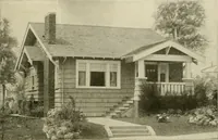An illustration from Guaranteed building plans with interior views and details : a standard collection of new, original and artistic designs of cottages, bungalows, residences and flats of frame, brick, cement, plaster, concrete blocks, hollow tile, stucco, etc. and farm buildings of all descriptions together with interior and exterior details and interior views arranged and described by William A. Radford. (1915)