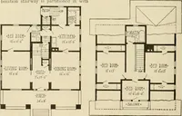 An illustration from Guaranteed building plans with interior views and details : a standard collection of new, original and artistic designs of cottages, bungalows, residences and flats of frame, brick, cement, plaster, concrete blocks, hollow tile, stucco, etc. and farm buildings of all descriptions together with interior and exterior details and interior views arranged and described by William A. Radford. (1915)