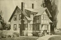 An illustration from Guaranteed building plans with interior views and details : a standard collection of new, original and artistic designs of cottages, bungalows, residences and flats of frame, brick, cement, plaster, concrete blocks, hollow tile, stucco, etc. and farm buildings of all descriptions together with interior and exterior details and interior views arranged and described by William A. Radford. (1915)