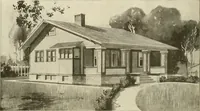 An illustration from Guaranteed building plans with interior views and details : a standard collection of new, original and artistic designs of cottages, bungalows, residences and flats of frame, brick, cement, plaster, concrete blocks, hollow tile, stucco, etc. and farm buildings of all descriptions together with interior and exterior details and interior views arranged and described by William A. Radford. (1915)