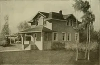 An illustration from Guaranteed building plans with interior views and details : a standard collection of new, original and artistic designs of cottages, bungalows, residences and flats of frame, brick, cement, plaster, concrete blocks, hollow tile, stucco, etc. and farm buildings of all descriptions together with interior and exterior details and interior views arranged and described by William A. Radford. (1915)