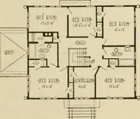 An illustration from Guaranteed building plans with interior views and details : a standard collection of new, original and artistic designs of cottages, bungalows, residences and flats of frame, brick, cement, plaster, concrete blocks, hollow tile, stucco, etc. and farm buildings of all descriptions together with interior and exterior details and interior views arranged and described by William A. Radford. (1915)